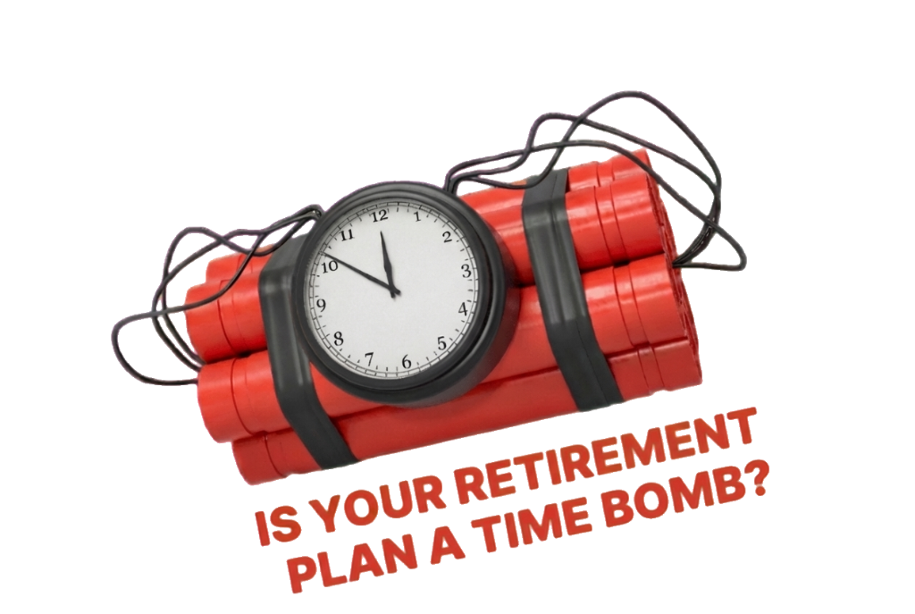 Retirement time bomb visual with text